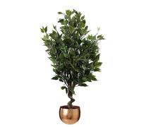110cm Artificial Evergreen Ficus Tree Copper Curve Planter