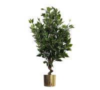 110cm Artificial Evergreen Twist Ficus Tree Gold Planter