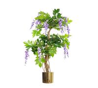 110cm Artificial Purple Blossom Tree with Gold Metal Planter