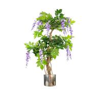 110cm Artificial Purple Blossom Tree with Silver Metal Planter