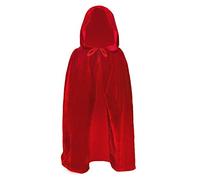 110CM Kids Halloween Cloaks with Hood Black/Red Wrinkle Free Velvet Cape Children Reaper Cloak Death Devil Wizard Witch Fancy Capes for Boys and Girls Christmas Cosplay Costume Fairytale Show Props