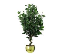 110cm Leaf Realistic Artificial Ficus Tree / Plant Gold Curve Planter
