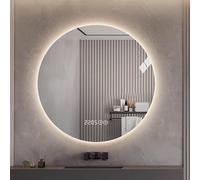 110cm LED Bathroom Mirror AntiFog Adjustable Wall Mirror 90cm Touch Button Decorative Vanity Mirror TriColor Light Round Design (44" L x 44" W)