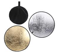 110cm Round Reflector, 2 in 1 Collapsible Photography Reflector with Silver and Golden Sides, Portable Background for Indoor and oor Portrait Photography Fill