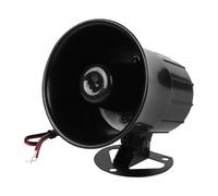 110dB DC 12V Wire Loud Horn Alarm Siren Speaker Burglar Alarm System for Outdoor Security ABS Retardant Shell Black 10.2x10.6cm