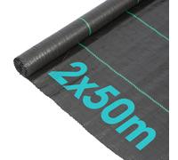 110gsm Weed Control Membrane - 2m x 50m (5 Rolls) Harbour Housewares Black One Size