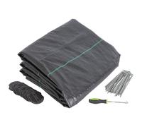 Harbour Housewares 110gsm Weed Control Membrane 2m x 25m Coverage (1 Roll) with Pegs & Plates - Heavy Duty Weed Control Fabric Barrier Ground Cover for Garden, Patios, Flower Beds, Landscaping