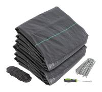 110gsm Weed Control Membrane with Pegs & Plates 2m x 50m Coverage (2 Rolls) Harbour Housewares Black One Size