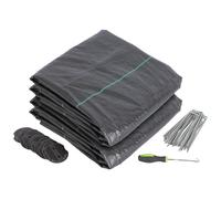 Harbour Housewares 110gsm Weed Control Membrane 4m x 10m Coverage (2 Rolls) with Pegs & Plates - Heavy Duty Weed Control Fabric Barrier Ground Cover for Garden, Patios, Flower Beds, Landscaping