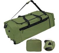 110L/120L Rolling Duffel Bag with Wheels - 28" No-Sag Design for Heavy Loads, Waterproof Travel Duffel w/Shoulder Straps and Dividers, Foldable Lightweight Design for Camping/Cargo/Air Travel, Green