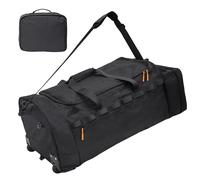 110L/120L Rolling Duffel Bag with Wheels - 28" No-Sag Design for Heavy Loads, Waterproof Travel Duffel w/Shoulder Straps and Dividers, Foldable Lightweight Design for Camping/Cargo/Air Travel, Black