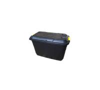 110L Heavy Duty Lockable Stackable Storage Chest Trunk on Wheels with Clips in Black