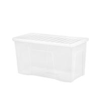 110L Liter Wham Crystal Clear Plastic Storage Box With Secure Clip on lid, Stackable Organizing Box Container Large Box For School Office Home