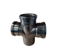 110mm Drainage Fittings- 4-Way Branch 110mm Drainage Fitting Black PVC Pipe Fittings with Push Fit