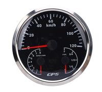 110mm GPS Speedometer Tachometer with Fuel Gauge Turn Signal 120 KM/H 8000 RPM Red Backlight DC 9-32V for RV Yachts Trucks Black Dial Silver Bezel