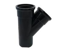 110MM Push Fit 45 Degree Double Socket Tee Y Branch - Black Soil Pipe and Ring Seal Fittings