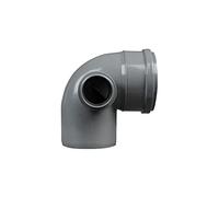 110mm Soil Pipe Elbow Bend 90° Socket, 50 mm Left Side Inlet, Waste Grey Spigot PVC Fitting