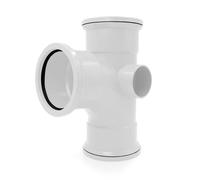110mm Soil Waste Pipe Slip Coupler - Push-Fit Easy Installation(White,90° Branch (Triple Socket))