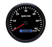110mm Tachometer, 6000 RPM 9-32V Hour Meter, 7-Color Backlight (Black Dial Black Bezel CXA007B)
