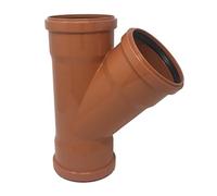 110MM Triple Socket 45° Equal Underground Drainage Junction - PVC-U Swept Y Connector for 110MM Pipe