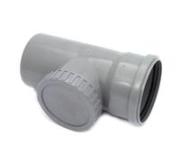 110mm Waste Pipe with Access Socket, Grey Single Socket Soil Pipe Fitting for Sewer Inspection and Cleaning, Temperature Resistant Up to 95°C