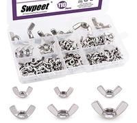 110Pcs 304 Stainless Steel Serrated Metric Wing Nuts Butterfly Nuts Hex Dome Cap Assortment Kit, 6 Sizes - M3 M4 M5 M6 M8 M10