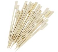 110PCS Bamboo Kebab Skewers 6" / 15CM Food Appetizer Toothpicks Flat Paddle Wood Picks, Cocktail Fountain, Marshmallow, Burger, Chocolate Bouquet, Barbeque, BBQ, Barbecue
