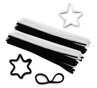 110Pcs Black White Pipe Cleaners for Craft, 30cm x 6mm Chenilles Stems Pipe, Fuzzy Sticks Craft Supplies, Chenille Crafts Pipecleaners for DIY Art Craft Project & Cleaning Fluffy Pipe Cleaners