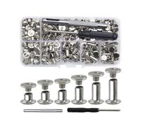 110Pcs Chicago Binding Screws Assorted Kit, 6 Sizes Gun Color Binding Screw Leather Rivets Kit, 4/5/6/8/10/12mm Book Binding Rivets with Punch Screwdriver - Silver