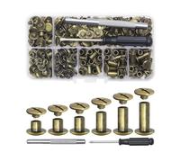 110Pcs Chicago Binding Screws Assorted Kit, 6 Sizes Gun Color Binding Screw Leather Rivets Kit, 4/5/6/8/10/12mm Book Binding Rivets with Punch Screwdriver - Bronze