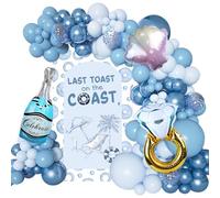 110PCS Last Toast on the Coast Bachelorette - Blue Bachelorette Party Decorations Include Last Toast on the Coast Backdrop, Beach Balloon Arch, Bride Balloons for Coastal Beach Bridal Shower Decor