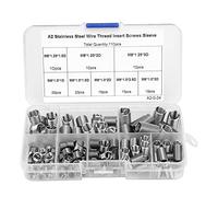 110Pcs M6 M8 Wire Thread Inserts Stainless Steel Coiled Type Screw Repair Sleeve Assortment Kit,8 different sizes,with Plastic Box