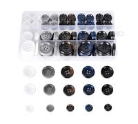 110Pcs Mixed Sewing Buttons, 4-Hole Craft Round, 5 Color 3 Size(15mm,20mm,25mm) Suit Coats Blazer Resin Button, Suitable for Variety Clothing Sewing, DIY Craft (White,Grey, Brown,Blue, Black)