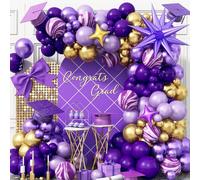110Pcs Purple Balloon Arch Kit Purple and Gold Balloons Garland Kit with Explosion Star Balloons Metallic Dark Violet Lavender Lilac Birthday Party Decorations for Girls Women Graduation Prom Wedding