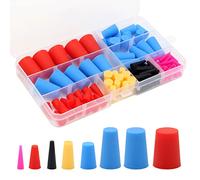 110PCS Silicone Rubber Tapered Plug, coolrunner High-Temperature Resistant Rubber Stoppers 8 Size 1/16" to 5/8" for Hole Plugs, Spraying, Coating, Painting Protection (110)