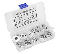 110pcs Stainless Steel Flat Washer Assortment Kit, Imperial Standard with Storage Box - Durable Material, Prevents Surface Damage, Ideal for Repair and Construction