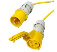 110v 16 amp Arctic Yellow Extension Cable. Site Hook Up Trailing Lead. TOUGH 50m 3x2.5mm Conductor Size (50cm)