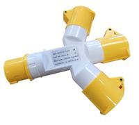 110V 16A 3 Way Y Splitter Socket Adaptor IP44 Extension Lead 110 Volt 16 Amp