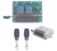 110V 220V 2 Channels Wireless Relay Remote Control Switch,RF 433Mhz AC 90V-250V Garage Door Opener Wireless Switch Receiver 2 Transmitters, Easy to Terminal Wiring (2CH 2* Controller)