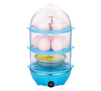 110V/220V Electric Egg Boiler 3-Layer Automatic Corn Steamer Egg Poacher (Blue)