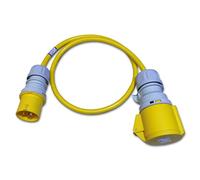 110V Adapter 16a Plug to 32a Coupler Socket 1 Meter Lead 4mm Yellow Cable