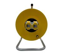 110V Empty Cable Reel Drum 2 Gang 16 Amp Sockets - for up to 50m 1.5mm Extension Lead Cable Reel Freestanding Storage Stand Tidy