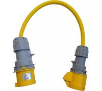 110V Industrial Adaptor Lead 32 Amp plug to 16 Amp socket with 4.0mm² 3 core Arctic grade Yellow cable, Change Over Lead, (0.5M)