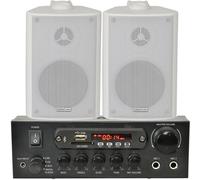 110W Bluetooth Amplifier & 2x 60W White Wall Speakers Wireless Bedroom HiFi Kit