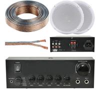110W Stereo Amplifier System Kit 2x Waterproof Bathroom Kitchen Ceiling Speakers