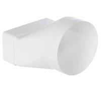 110x55mm - Ø 100mm Plastic Ducting Adaptor - Rectangular Flat Channel to Round Pipe - Adapter Connector