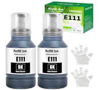 111 Ink Compatible with epson 111 C13T03M140 ink refill bottles for ecotank ET-M1100 ET-M1120 ET-M1140 ET-M1170 ET-M1180 ET-M2120 ET-M2140 ET-M2170 ET-M3140 ET-M3170 ETM3180 Printer (2 Pack BK x2)