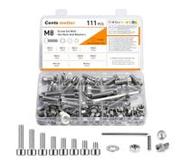111 Pcs M8 Nuts and Bolts Set, Hex Socket Head Cap Screws Bolts and Nuts Set, Assorted Bolt and Nut Set with Washers, Stainless Steel Machine Screws Assortment Kit for Repair Fastener
