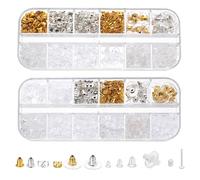 1119 Pcs Metal Plastic Earring Backs for Studs, 24 Styles Silicone Earring Backs Safety Backss, Clear Silver Gold Butterfly Shape Stoppers for Women DIY Jewelry Making Supplies