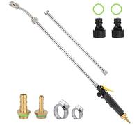 111cm Garden Watering Wand Sprayer Lance, 2 Brass barbs Match 3/8'' & 1/4'' Hoses, Stainless Steel Spray Nozzle Garden Hose Sprayer Wand, for Car Wash, Flower Watering, Pet Bathing, Cleaning